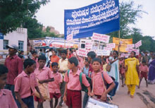 School children&rsquo;s rally against gender based violence, Bellary, Karnataka 